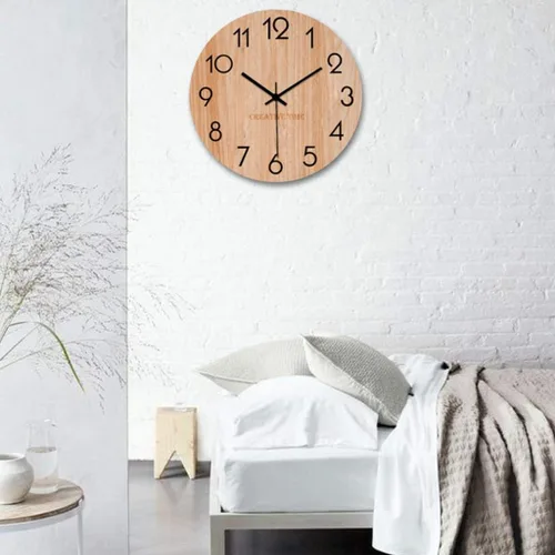 Miniatura 2 de Reloj de pared para sala de estar, reloj de pared de madera, reloj de cuarzo silencioso para el hogar, reloj de pared redondo para dormitorio