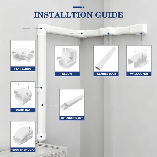 Miniatura 3 de LyPrem 3 m Kit de cubierta de línea de PVC para mini split y aire acondicionado central y bomba de calor (Blanco)