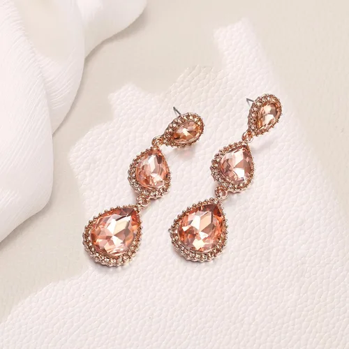 Miniatura 73 de EleQueen Pendientes de cristal austriaco en tono dorado para mujer, forma de pera de 2.5 pulgadas, color esmeralda