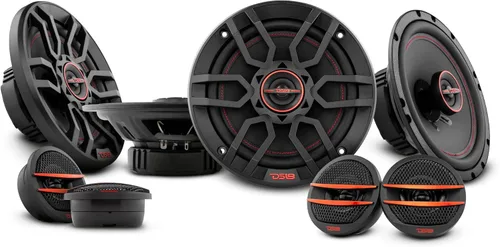 DS18 Paquete de altavoces para puerta de automóvil, 4 altavoces coaxiales de 6.5 de 2 vías con parrillas, 150 vatios de pico y 4 x 2 tweeter PEI