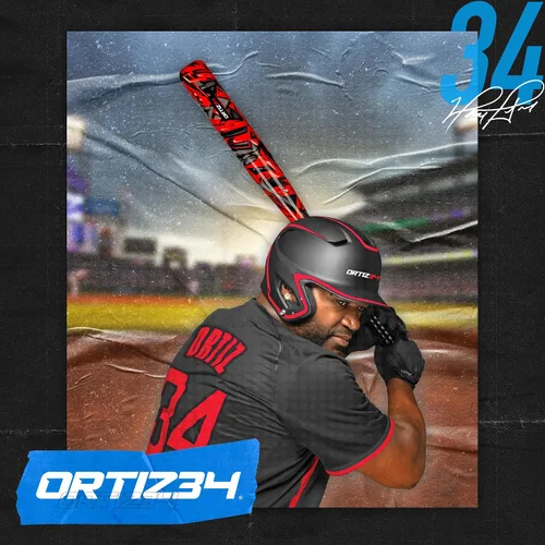 Miniatura 7 de Ortiz34 Juego de bate y pelota – Juego de bate y pelota de plástico de grafiti – David Ortiz juego de béisbol para el patio trasero para jóvenes