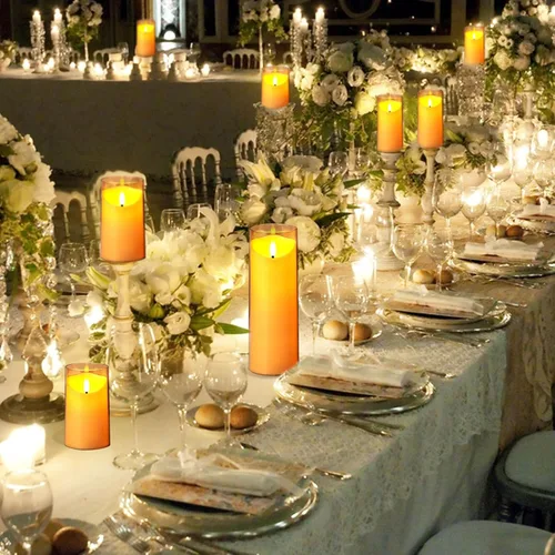 Miniatura 7 de NURADA Velas parpadeantes sin llama: Velas LED acrílicas de pilas con control remoto y temporizador para ambiente romántico y decoración de mesa