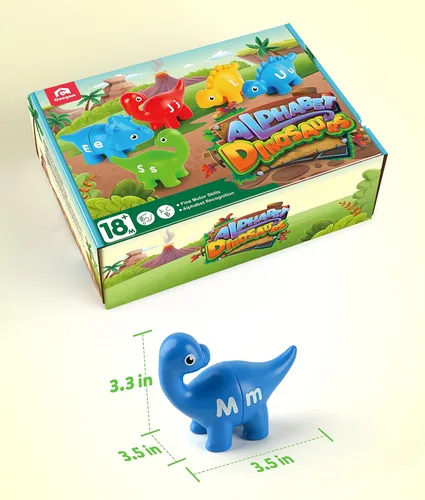 Miniatura 6 de Coogam Juego de emparejar letras con habilidad motora fina, 26 piezas, juego de dinosaurios alfabético ABC de doble cara con mayúsculas