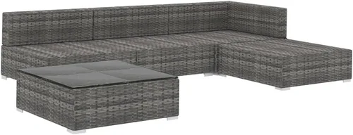 Miniatura 3 de 5 Piece Patio Lounge Set with Cushions Poly Rattan Gray, Sectional Furniture,Outdoor Patio Furniture Set, Garden Sofa Sectional Furniture Set for