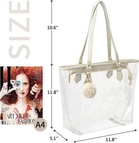 Miniatura 5 de Bolso de hombro transparente grande con colgante de felpa