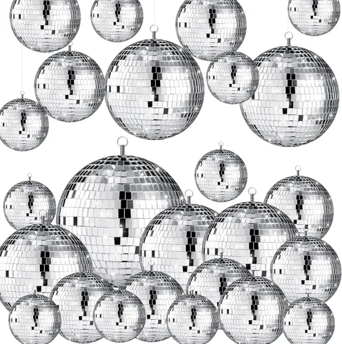 Miniatura 9 de Sumind 50 bolas de discoteca decorativas plateadas con espejo para colgar, decoración reflectante surtida, para bodas, bailes, festivales de música