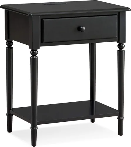 Miniatura 9 de Salem Mesita de noche de madera maciza con cajón y estante, roble medio, perfecta para dormitorios, salas de estar y espacios pequeños - Leick Home