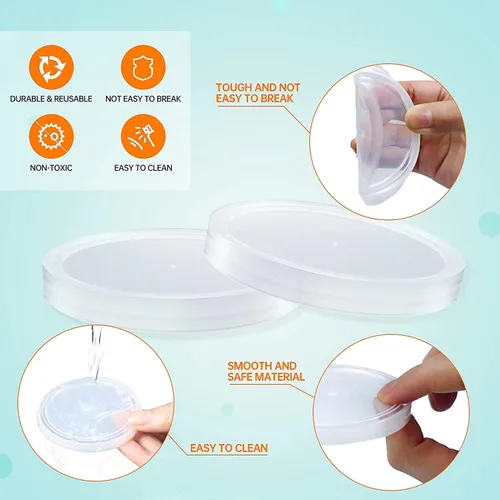 Miniatura 4 de Tapas para tarros de yogur Oui - Paquete de 32 tapas para tarros de yogur sellados contra fugas, tapas de plástico transparente para recipientes