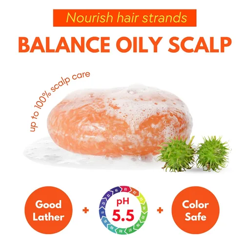 Miniatura 4 de Juego de 3 barras de champú y acondicionador de aceite de ricino - Juego de 3 barras de jabón de champú sólido natural para mujeres con cabello liso