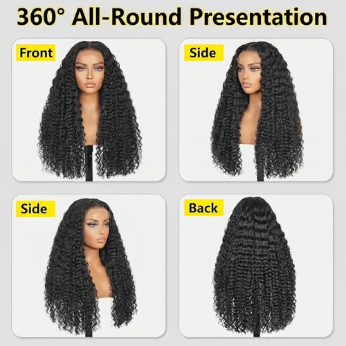Miniatura 2 de Wear and Go - Pelucas de cabello humano sin pegamento, pelucas de encaje frontal de 13 x 4 con ondas de agua de 28 pulgadas, densidad del 180%