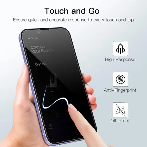 Miniatura 6 de JETech Protector de pantalla de cobertura completa de privacidad para iPhone 14 Plus de 6.7 pulgadas, película de vidrio templado antiespía