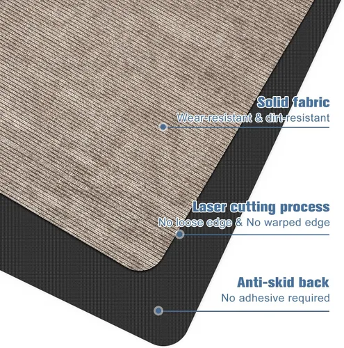 Miniatura 5 de Placoot Tapete de pana para silla de oficina, 35 x 55 pulgadas, color marrón claro, base de goma antideslizante para suelos duros, tapete
