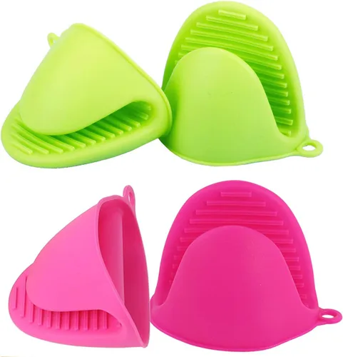 Miniatura 8 de 2 pares de guantes de horno de silicona resistentes al calor, ideales para sujetar elementos de cocina (negro y gris)