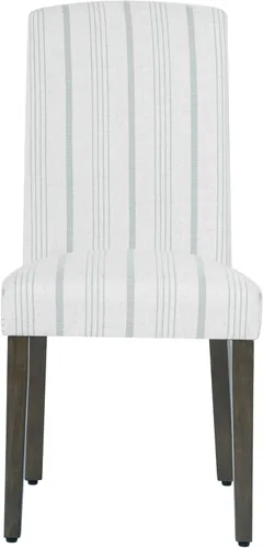 Miniatura 82 de Homepop Silla de comedor con detalles festoneados, sillas de comedor Parsons tapizadas, muebles decorativos para el hogar, tejido gris claro