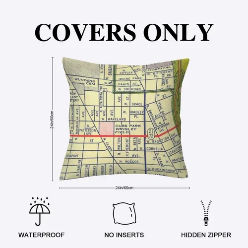 Miniatura 2 de Wrigley - Fundas de almohada impermeables para exteriores, diseño de mapa de campo, 24 x 24 pulgadas, diseño de mapas del mundo, fundas de cojín