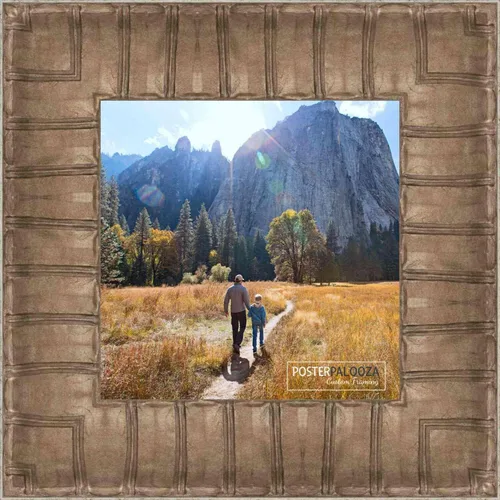 Poster Palooza 5x5 Inch Ornate Antique Silver Complete Wood Square Picture Frame with UV Acrylic Plexiglass, Foam Board Backing & Hardware Included