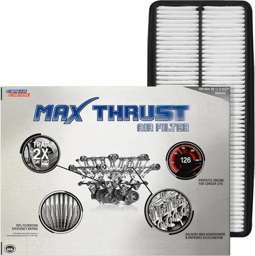 Miniatura 45 de Filtro de aire de motor Spearhead MPG Defense Max Thrust para vehículos de todo kilometraje, se adapta como el OEM, restaura MPG y aceleración