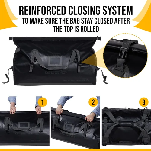 Miniatura 5 de LEGEND Bolsa de lona impermeable – Bolsa de lona resistente para exteriores, camping, canotaje y viajes, bolsa seca de PVC de alta calidad, bolsa