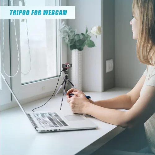 Miniatura 6 de Mini trípode para cámara web y teléfono, soporte de cámara web extensible de metal de 4 a 9 pulgadas con soporte para teléfono, trípode de mesa
