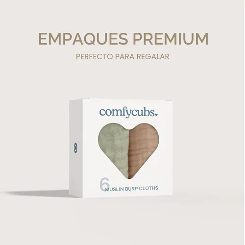 Miniatura 6 de Comfy Cubs - Juego de paños de muselina para eructos de 20 x 10 pulgadas, paquete de 6, tamaño grande, 6 capas, 100% algodón, absorbentes, seguros