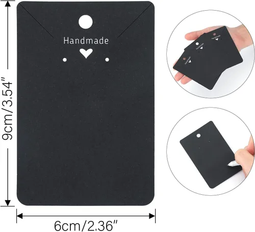 Miniatura 2 de joycraft 100 tarjetas negras para aretes, collares, tarjetas de exhibición de aretes de papel, tarjetas de joyería personalizadas para vender, Negro
