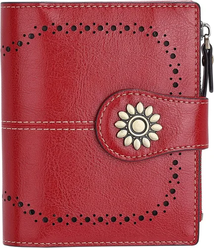 Miniatura 19 de Lavemi Cartera de Piel para Mujer Pequeña Compacta con Bloqueo RFID Estuche para Tarjetas de Crédito Monedero con Bolsillo con Cremallera Small