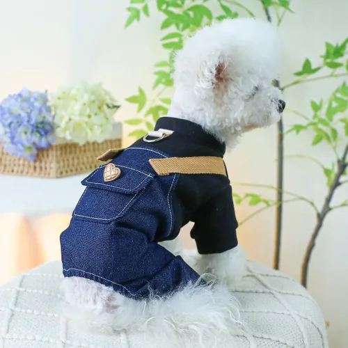 Miniatura 41 de Ropa de invierno para perros, camisas a cuadros para mascotas, elegante mono con babero para perros pequeños, lindos dibujos animados, monos