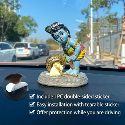 Miniatura 4 de alikiki Estatua hindú de Dios Baby Krishna – 3.7 pulgadas de alto indio Señor Krishna ídolo Murti Diwali Pooja Regalos Decoración de tablero