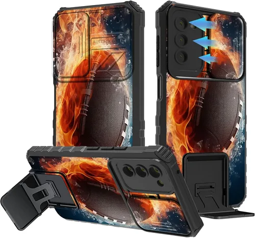 Miniatura 837 de Funda para Samsung Galaxy S22 Ultra 5G, Galaxy S22 Ultra con cubierta de cámara deslizante, funda resistente de doble capa con función atril Black