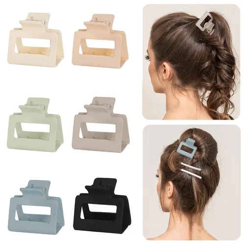 Miniatura 9 de Paquete de 6 pinzas para el cabello para mujeres y niñas, rectángulo mediano de 2 pulgadas, pinzas pequeñas para cabello fino o grueso medio