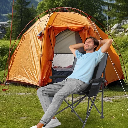 Miniatura 2 de REDCAMP Silla de campamento plegable de gran tamaño para adultos, resistente 250/300/330 libras, marco de acero resistente, sillas de campamento al