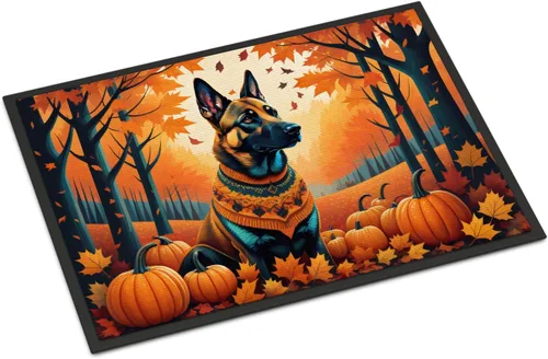 Caroline's Treasures DAC1016MAT - Felpudo belga Malinois de otoño de 18 x 27 pulgadas, para interiores y exteriores, para entrada, antideslizante,
