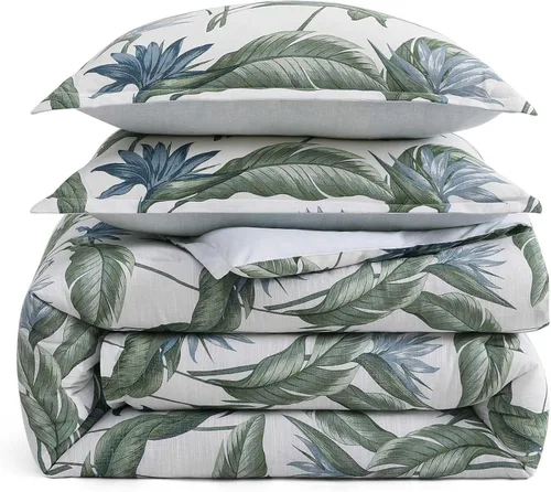 Miniatura 8 de Tommy Bahama - Juego de edredón tamaño Queen, ropa de cama costera de algodón suave con fundas de almohada, juego de cama floral tropical