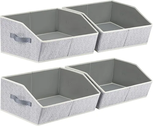 Miniatura 19 de Homsorout Organizador trapezoidal para armario, cestas grandes para organizar, caja de almacenamiento de tela para estantes, cubos de almacenamiento