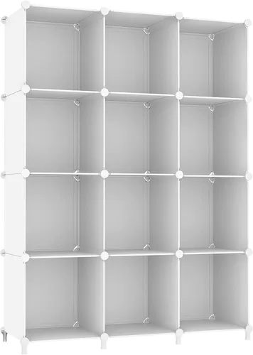 AWTATOS Organizador de almacenamiento de cubos, estantería de 12 cubos, estantería de bricolaje de plástico para armario, estantes de almacenamiento