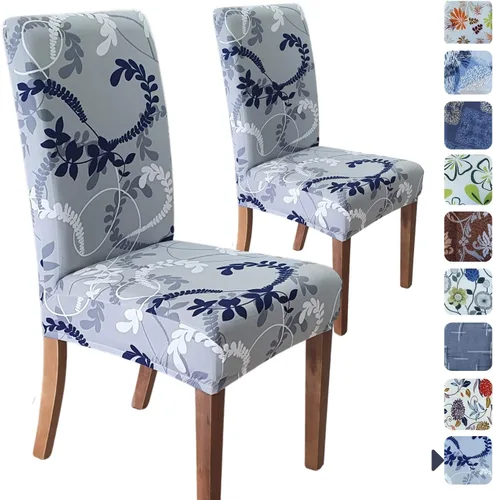 Miniatura 68 de SPRINGRICO Paquete de 6 fundas blancas para sillas de comedor, fundas elásticas para sillas de comedor con diseño floral, de elastano lavable
