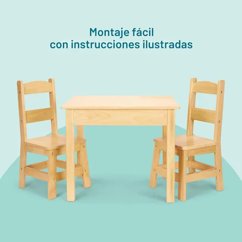 Miniatura 5 de Mesa y sillas de madera Melissa & Doug, talla única , Natural Rubio