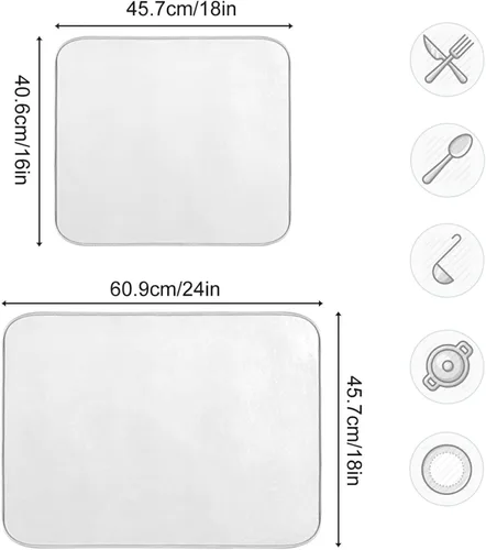 Miniatura 10 de Tapete rojo para secar platos pequeños, accesorios de cocina, tapete escurridor de platos de microfibra, resistente al calor, 16 x 18 pulgadas