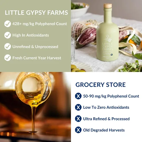 Miniatura 3 de AOVE reliquia Little Gypsy Farms - Aceite de oliva virgen extra griego cultivado en finca Variedad de oliva más saludable 5X polifenoles