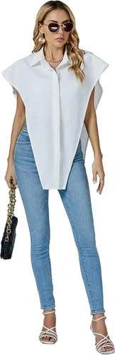 Miniatura 6 de Umenlele Blusa de gran tamaño con cuello y botones para mujer
