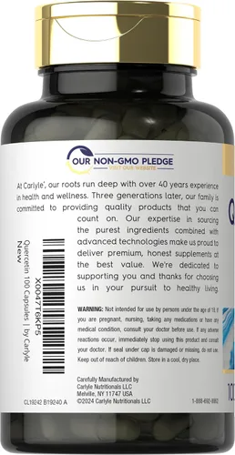 Miniatura 3 de Carlyle Cápsulas de quercetina de 500 mg con 50 mg de zinc 100 unidades Suplemento sin OMG y sin gluten