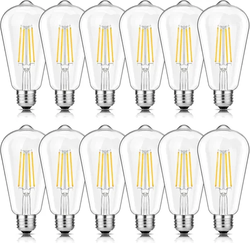 Miniatura 12 de Svater – Bombillas LED vintage con diseño Edison, 6 vatios equivalentes a 60 vatios, luz blanca neutra de alta luminosidad 4000K, bombillas