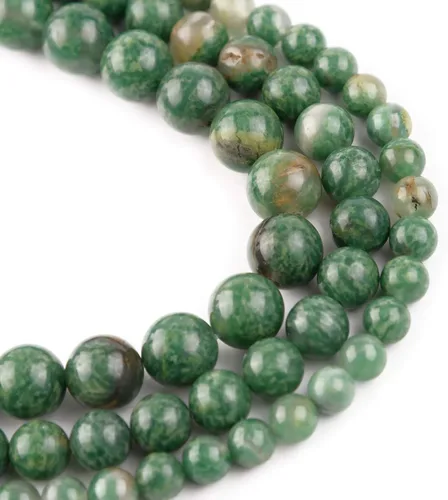 Miniatura 2 de Cuentas de piedra natural, jade africano, 0.315 pulgadas, pulidas, redondas, lisas, verdes, para hacer joyas de adultos, 15 pulgadas