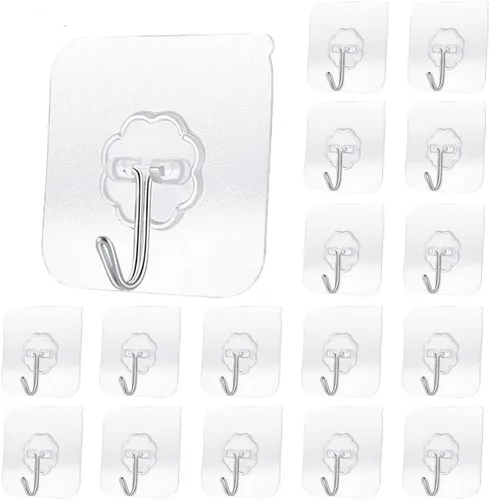 Ganchos adhesivos transparentes de 30 libras (máximo), impermeables y resistentes al aceite, reutilizables, sin costuras, gancho de pared resistente