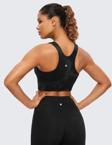 Miniatura 2 de CRZ YOGA Butterluxe - Brasier deportivo de cuello alto y espalda cruzada para mujer, camiseta corta acolchada para entrenamiento con brasier