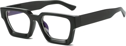 LJCZKA Gafas cuadradas con bloqueo de luz azul para mujeres y hombres, marco grueso, anteojos para juegos de computadora, anteojos antifatiga ocular