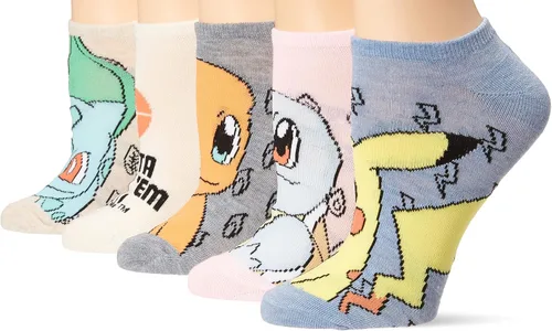 Pokemon Womens 5 Pack No Show Socks