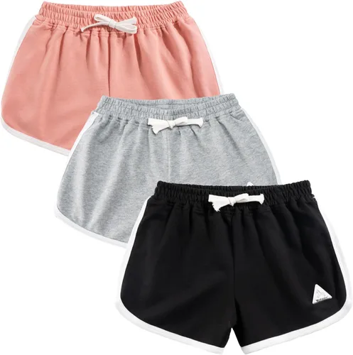 Rolanko Pantalones cortos activos de delfín para niñas, paquete de 3 unidades, ciclismo, correr, verano, playa, atletismo, deportes, 4-14 años