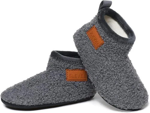 SLEVEL Pantuflas cómodas para niños pequeños, ligeras, con agarre antideslizante para interiores en casa, zapatos para niños y niñas