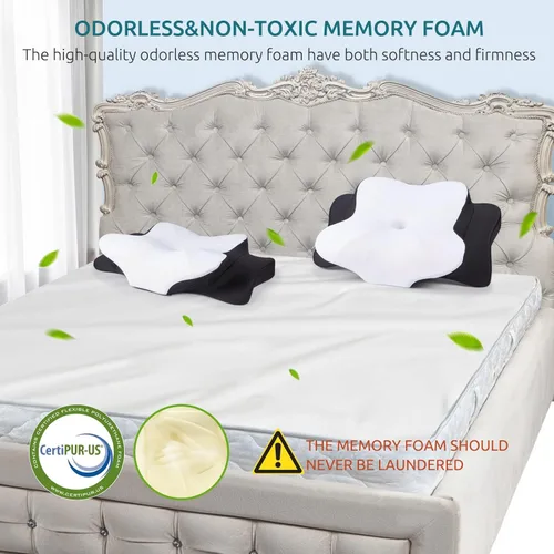 Miniatura 8 de DONAMA - Almohada cervical ortopédica para alivio de dolor del cuello, espuma viscoelástica contorneada, soporte ergonómico para dormir de lado